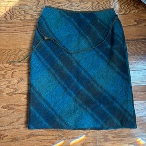 J. Jill Green and Blue Knee-Length  Pencil Skirt w/ belt